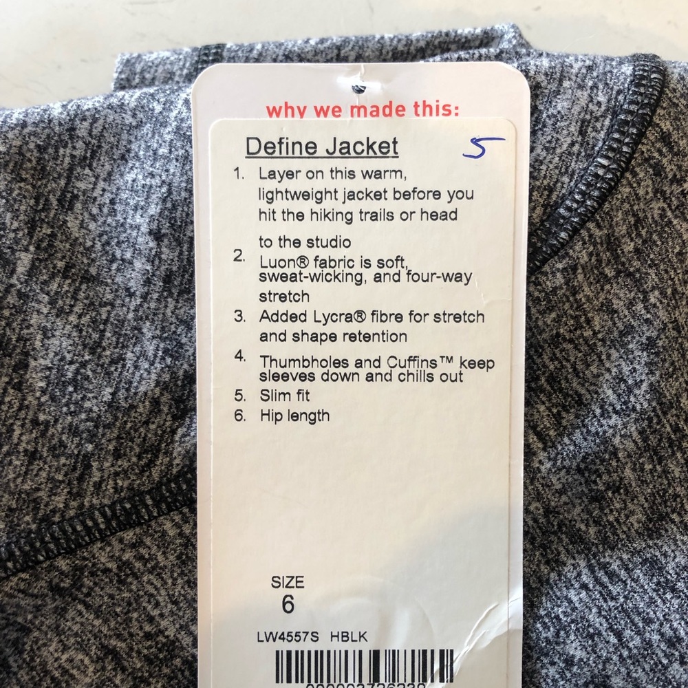 LULULEMON DEFINE JACKET HEATHERED BLACK SIZE 6 (AU 10) - Picture 6 of 12